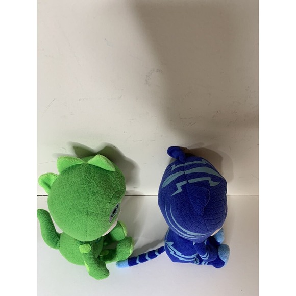PJ Masks Catboy & Gekko Plush Bean Stuffed Toy 9" Tall Blue Green Metallic Logo - Picture 5 of 7